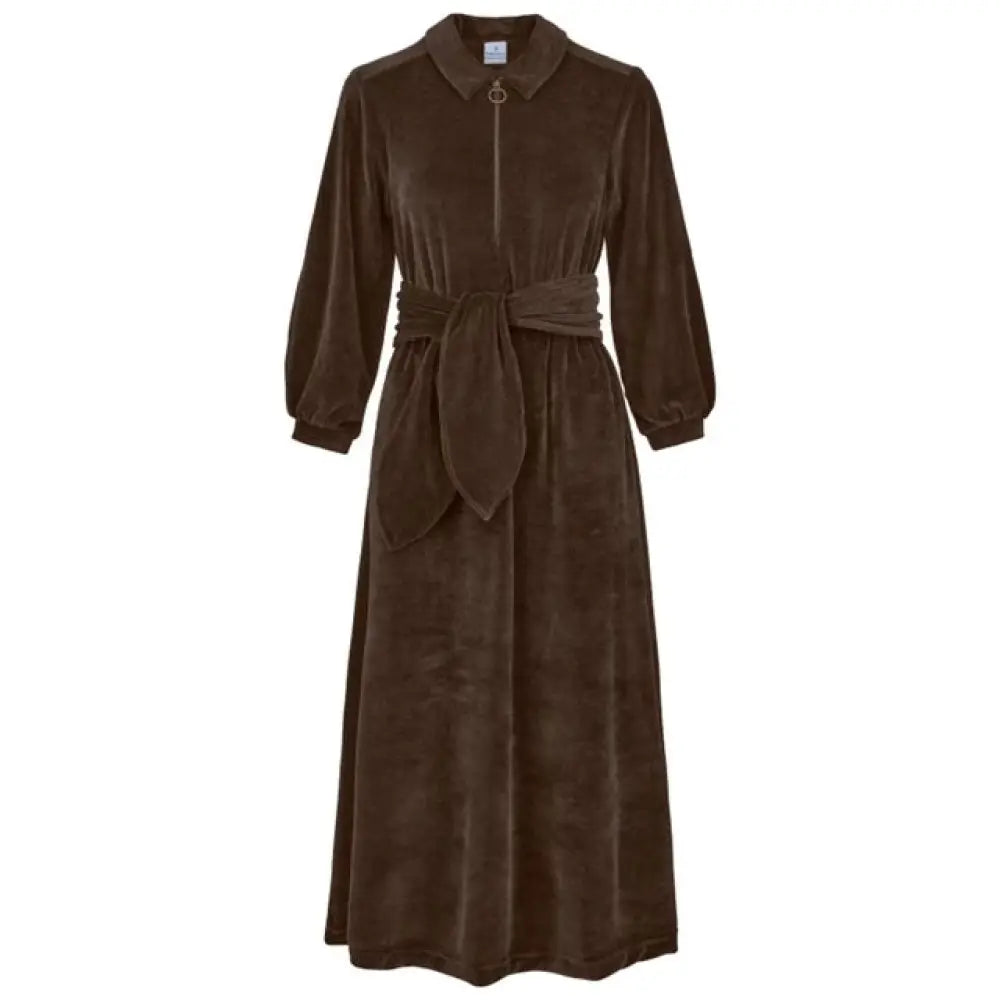 ’Imogen’ Stretch Velvet Midi Dress | Brown - Maxi Dresses