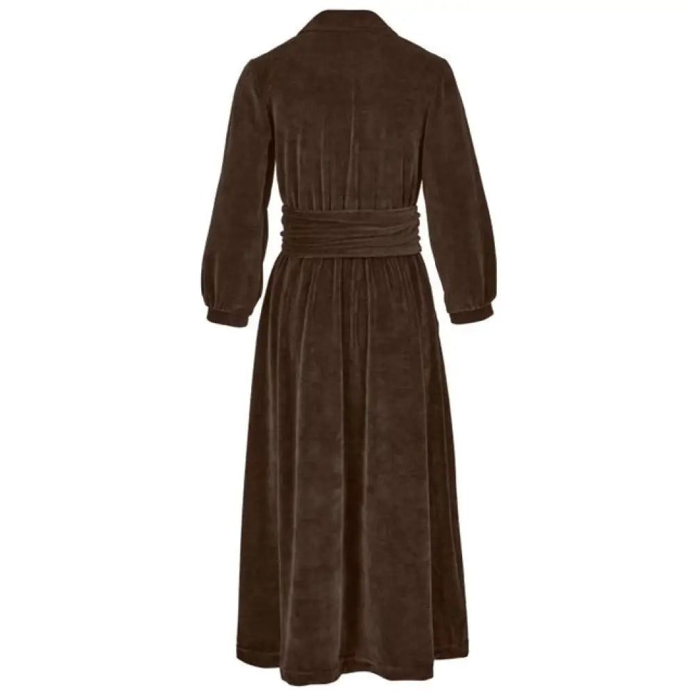’Imogen’ Stretch Velvet Midi Dress | Brown - Maxi Dresses