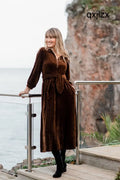 ’Imogen’ Stretch Velvet Midi Dress | Brown - Maxi Dresses