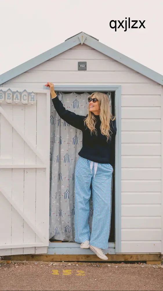 Slouchy Trousers Bottoms | Blue Gingham - Slouchy Bottoms