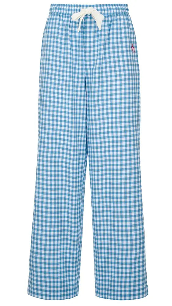 Slouchy Trousers Bottoms | Blue Gingham - Slouchy Bottoms