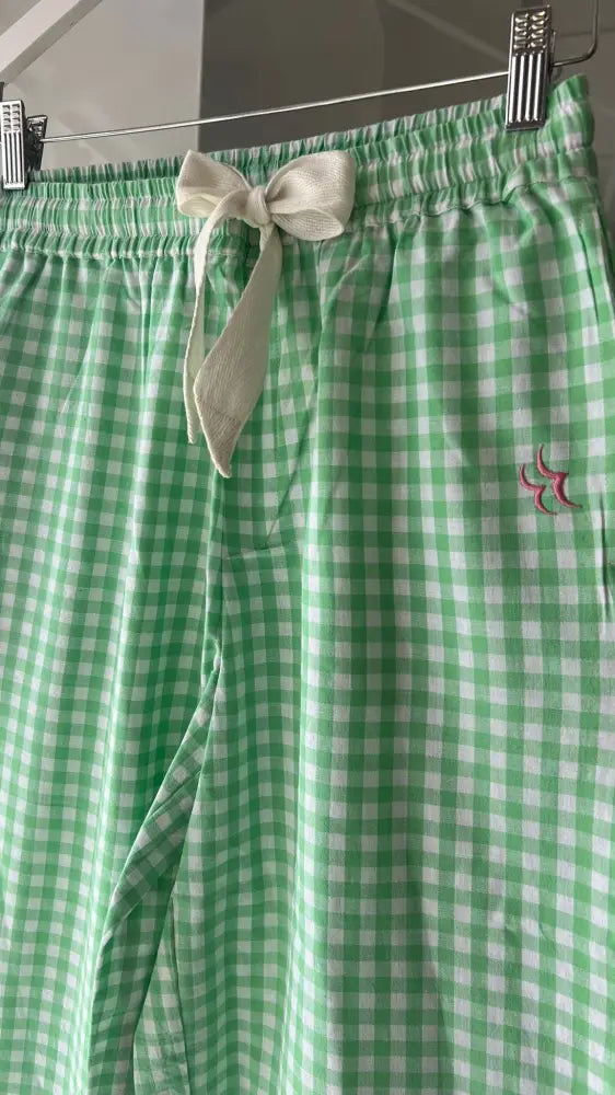 Slouchy Trousers Bottoms | Green Gingham - Slouchy Bottoms