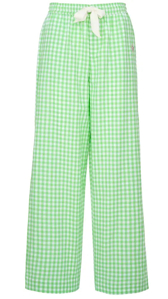 Slouchy Trousers Bottoms | Green Gingham - Slouchy Bottoms