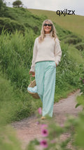Slouchy Trousers Bottoms | Green Gingham - Slouchy Bottoms