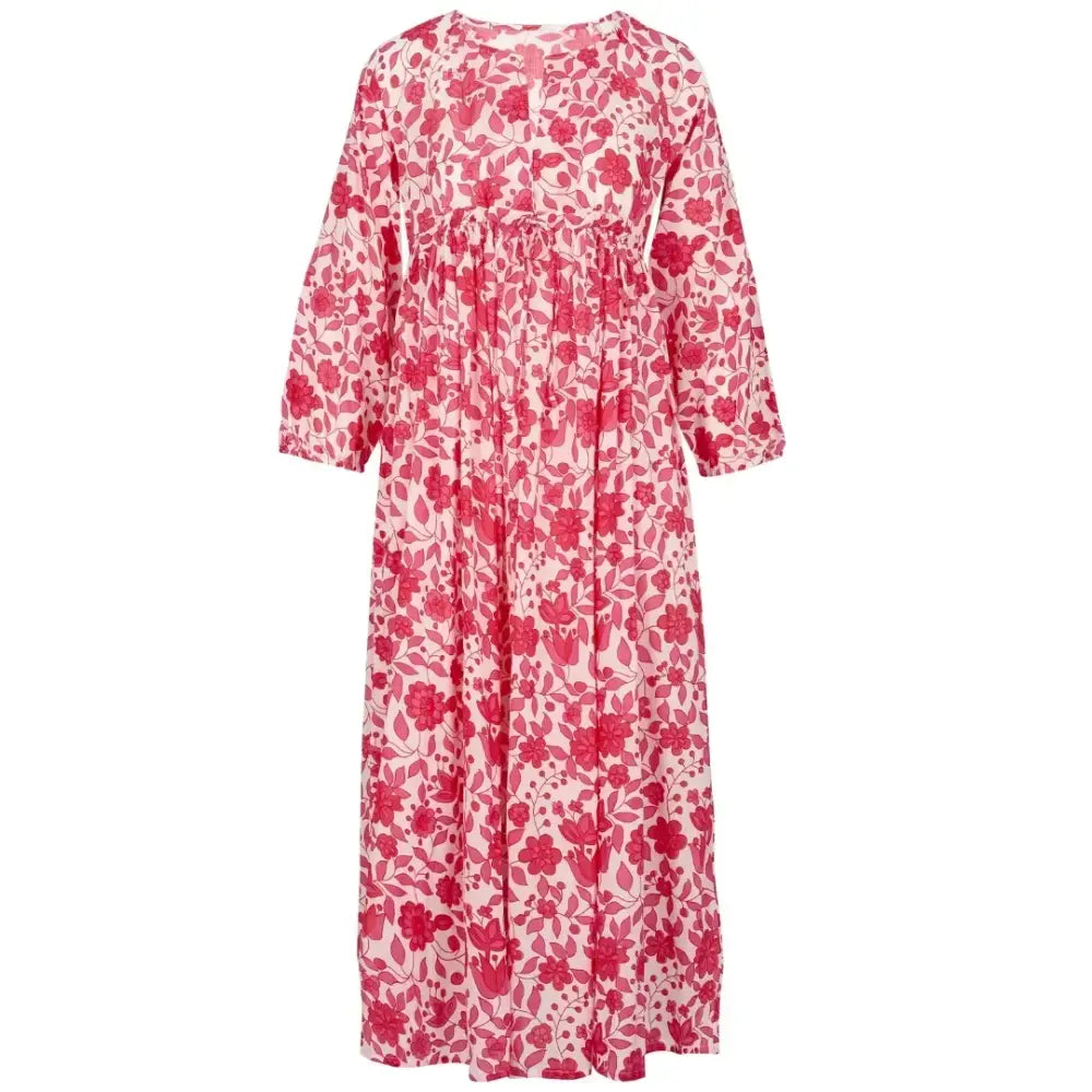 The Bridie Cotton Kaftan-style Summer Dress - Limited Edition - Fuchsia Floral / S/M - Womens Cover-up