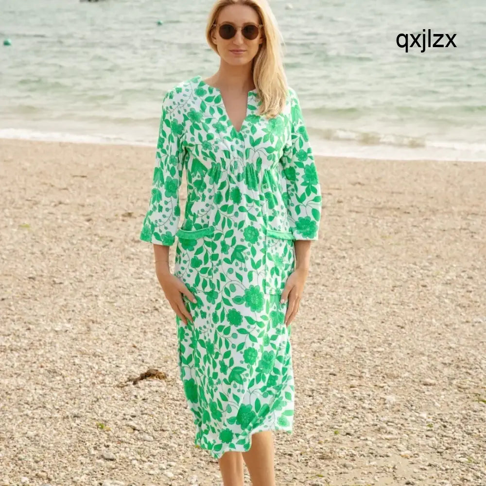 Victoria Floral Towelling Beach Dress / Cover Up | Apple - Womens Cover-up